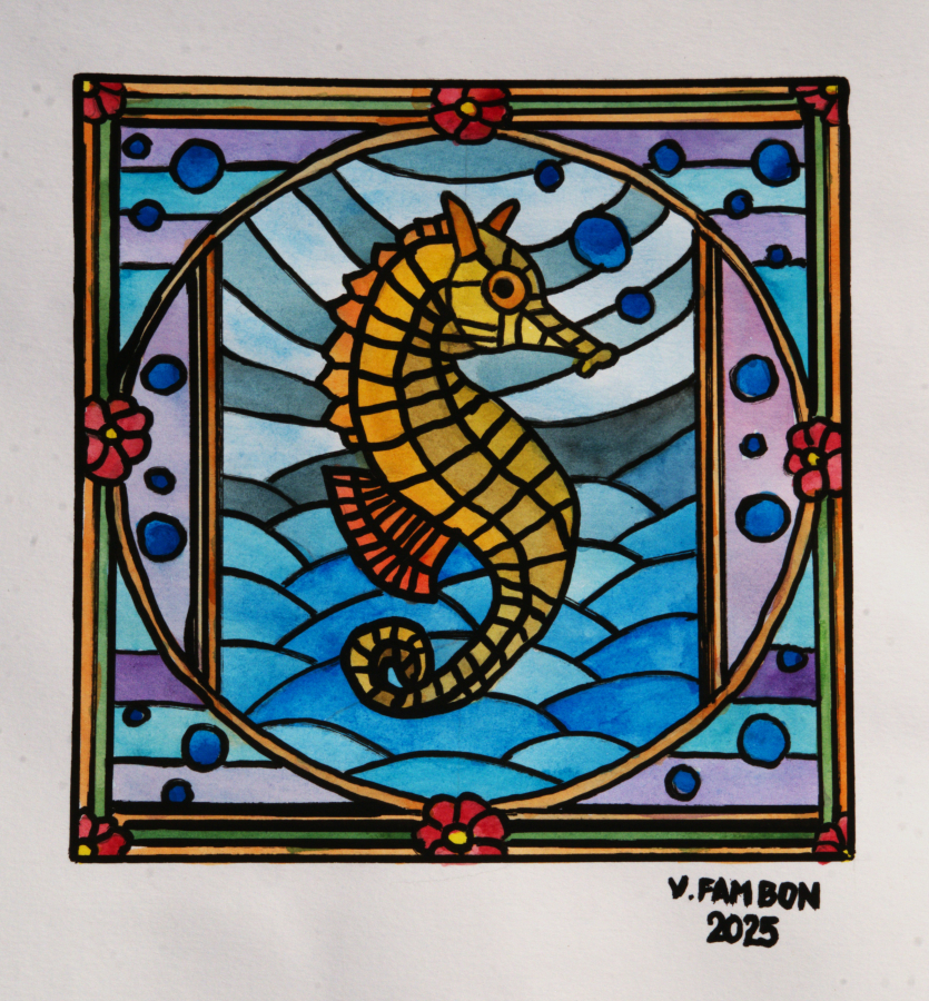 Hippocampe - Aquarelle
